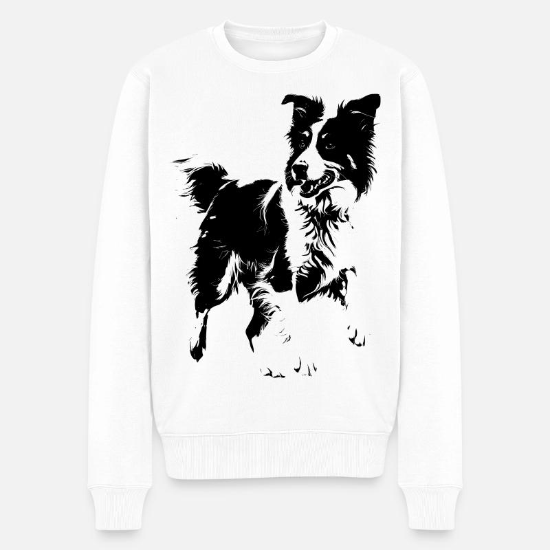 Hund der Rasse Border Collie - Männer Premium Bio Pullover - Weiß