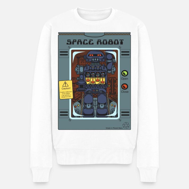 Robot spatial jouet. - Pull Premium bio Homme - blanc