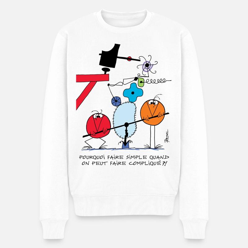 Warum es mit Shadoks einfach machen! - Männer Premium Bio Pullover - Weiß