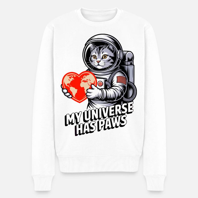 Mein Universum hat Pfoten Katze - Männer Premium Bio Pullover - Weiß
