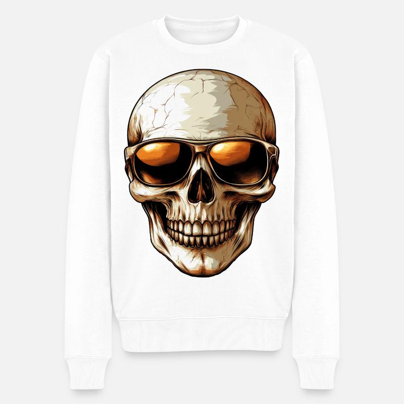 Schicker Totenkopf - Männer Premium Bio Pullover - Weiß