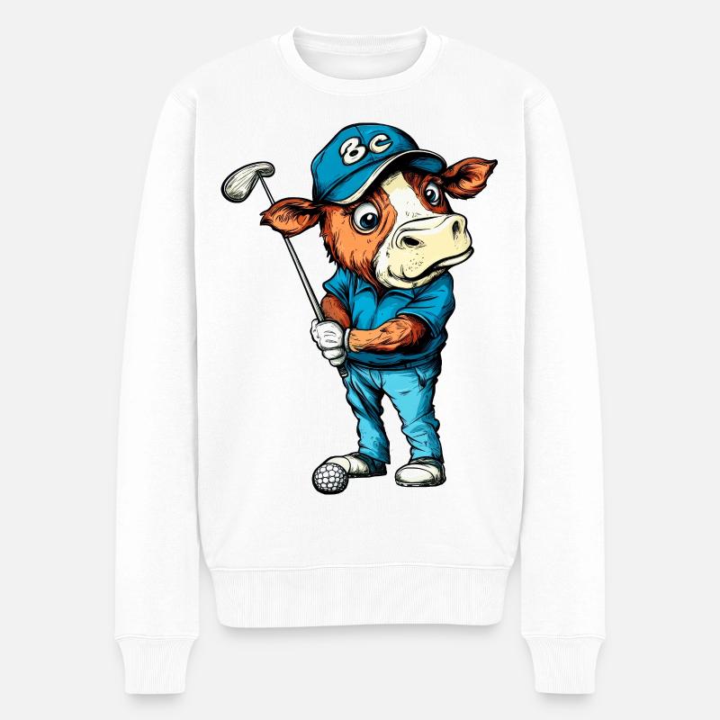 Kuh Golf - Männer Premium Bio Pullover - Weiß
