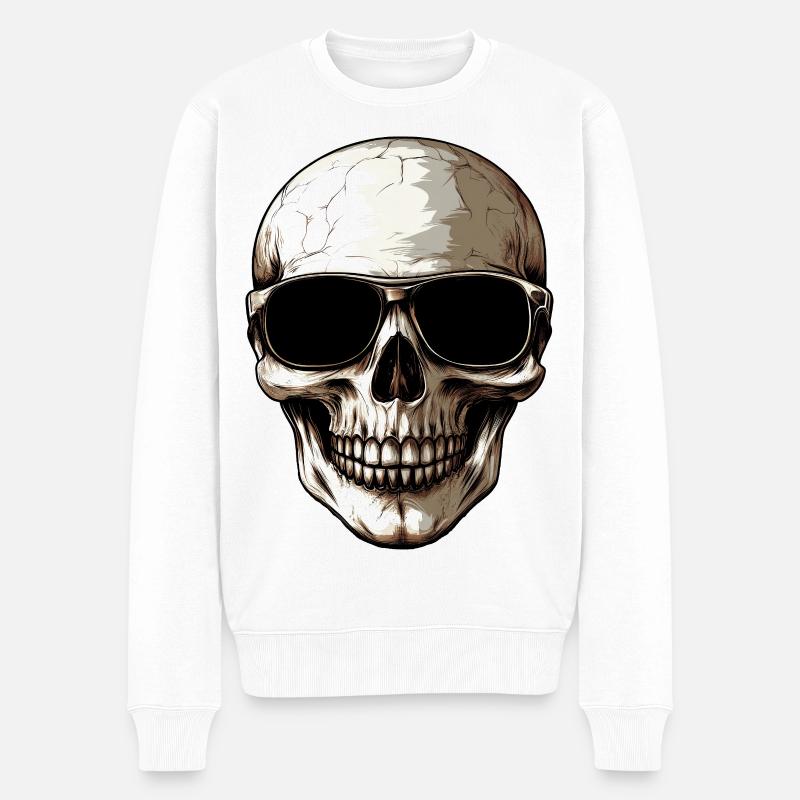 Totenkopf Style / Heavy Metal - Männer Premium Bio Pullover - Weiß