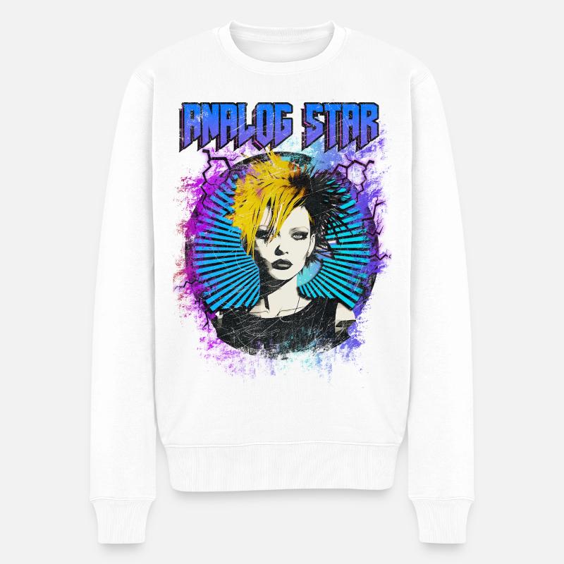 Analoger Stern - Männer Premium Bio Pullover - Weiß