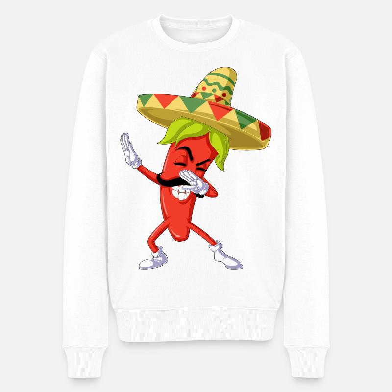 Chili Pepper Shirt abtupfen - Männer Premium Bio Pullover - Weiß