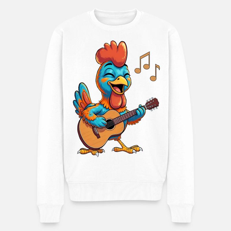 Poulet drôle à la guitare - Pull Premium bio Homme - blanc