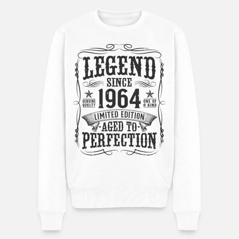 Legende 1964 Jahrgang Geburtstag Geschenk - Männer Premium Bio Pullover - Weiß