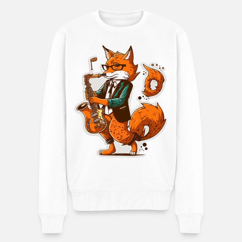 Jazziger Fuchs - Männer Premium Bio Pullover - Weiß