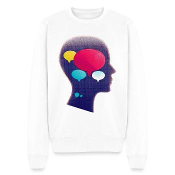 Illustration abstraite de la communication - Pull Premium bio Homme - blanc - Devant - Thijin (182cm)