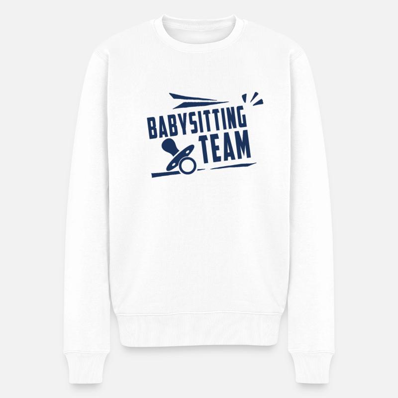 Babysitting Team - Männer Premium Bio Pullover - Weiß