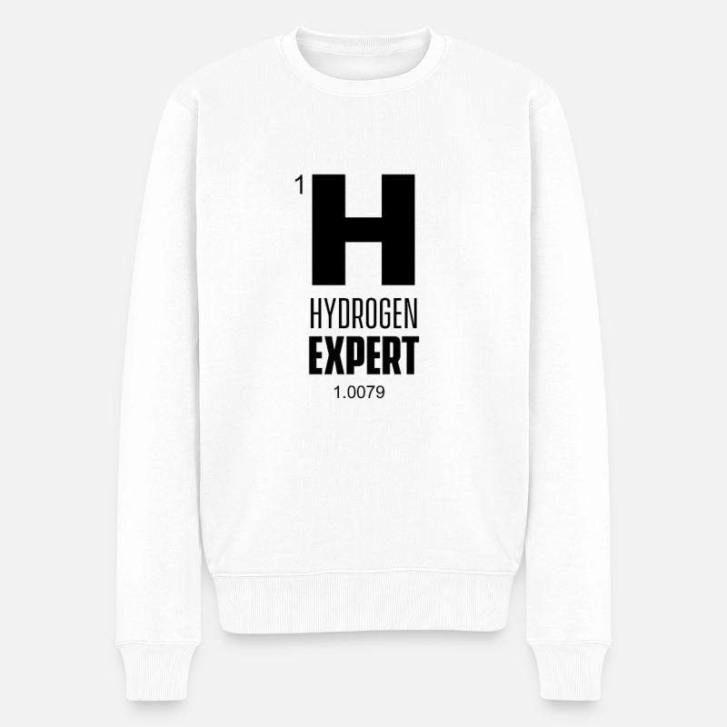 Wasserstoff Experte Hydrogen H Brennstoffzelle - Männer Premium Bio Pullover - Weiß
