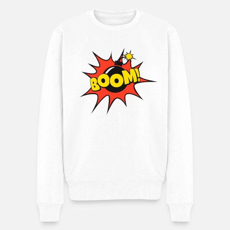 BD bulle speechbubble boom bomb ! - Pull Premium bio Homme - blanc
