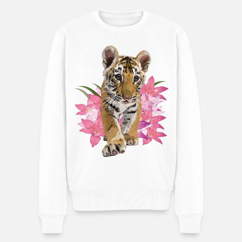 bengalischer Tiger - Männer Premium Bio Pullover - Weiß