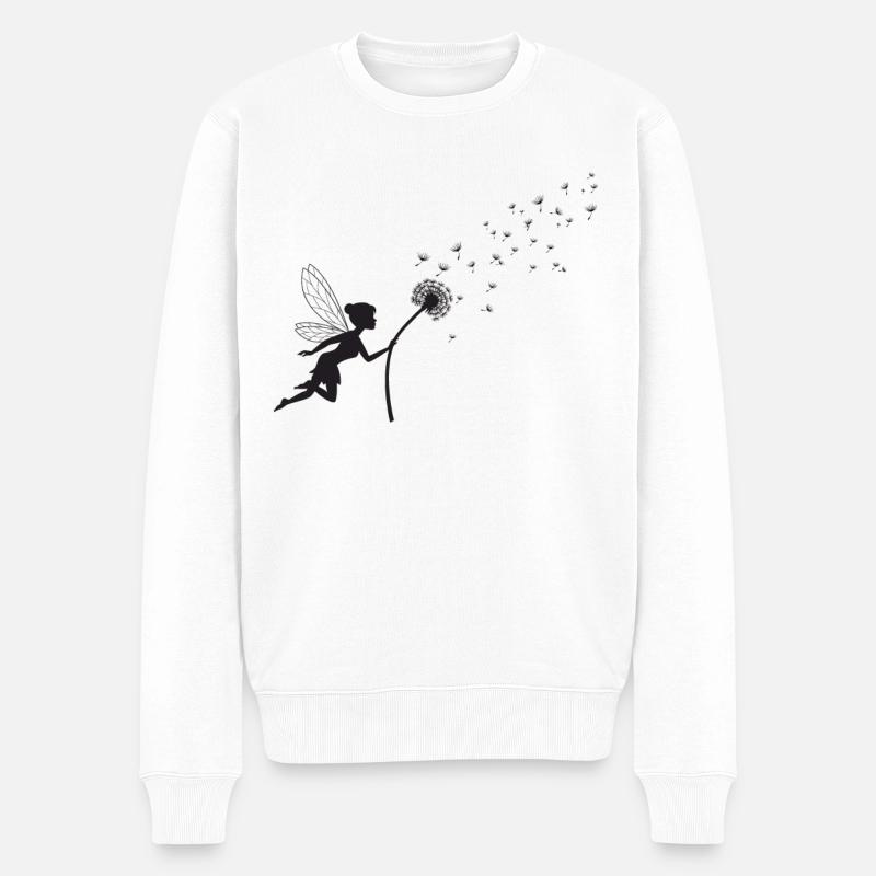 Schmetterlingdesign Pusteblumendesign mit Spruch - Männer Premium Bio Pullover - Weiß