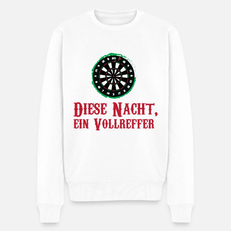 Darts Dartpfeile Dartspieler Wortspiel Volltreffer - Männer Premium Bio Pullover - Weiß