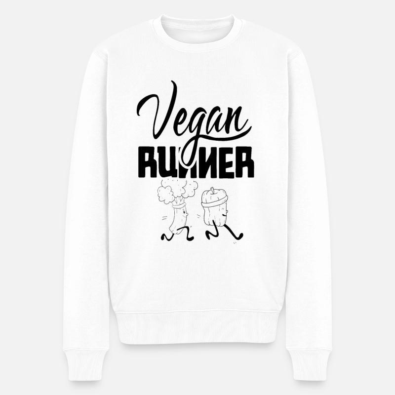 Veganer Läufer Marathon Jogger Laufen Joggen - Männer Premium Bio Pullover - Weiß