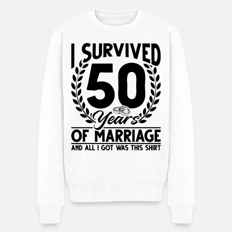50e anniversaire de mariage Cadeaux couples épouse mari - Pull Premium bio Homme - blanc