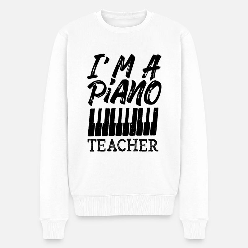 Ich bin ein Klavierlehrer Klavierunterricht - Männer Premium Bio Pullover - Weiß