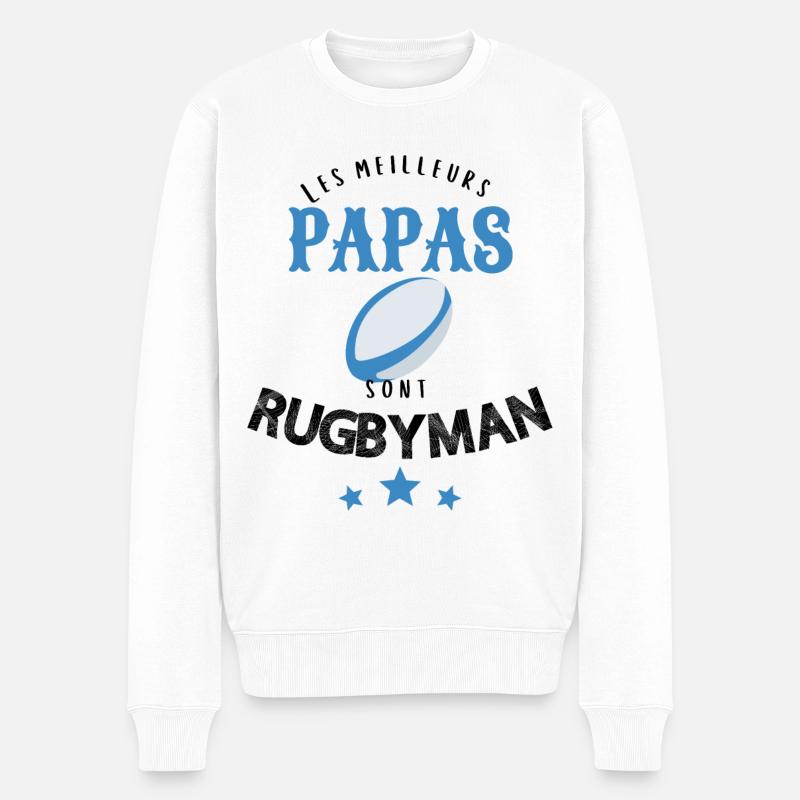 Les meilleurs papas sont rugbyman cadeau - Pull Premium bio Homme - blanc