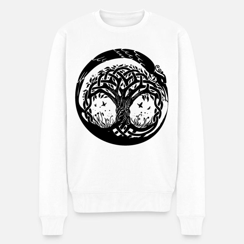 Celtic Irland Wikinger Keltisch Knoten Muster Baum - Männer Premium Bio Pullover - Weiß