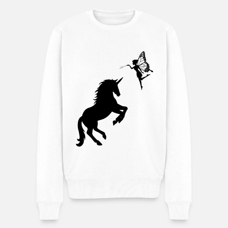 Fée Fées Elfes Mouches Licornes Magique Créature fabuleuse - Pull Premium bio Homme - blanc