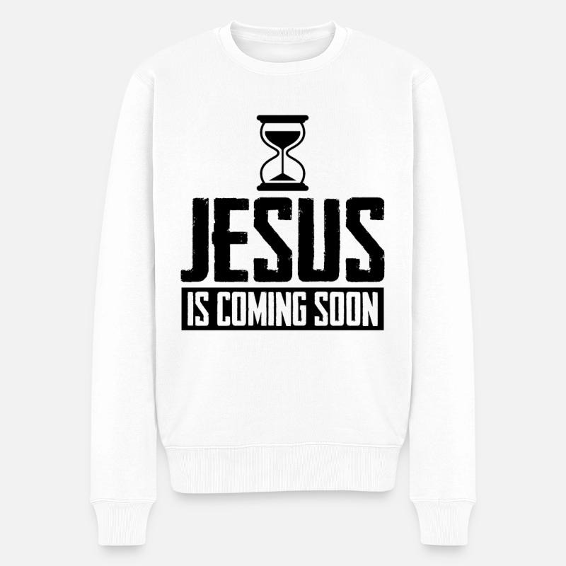 Jesus Is Coming Soon Countdown Christian Jesus - Männer Premium Bio Pullover - Weiß