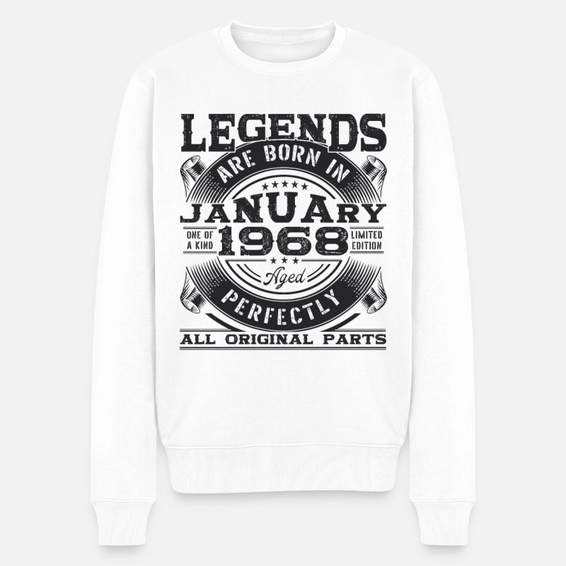 Jahrgang 1968 Januar 55. Geburtstag Geschenk Mann - Männer Premium Bio Pullover - Weiß