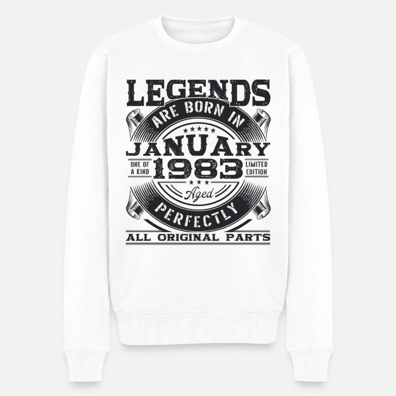 Jahrgang 1983 Januar 40. Geburtstag Geschenk Mann - Männer Premium Bio Pullover - Weiß
