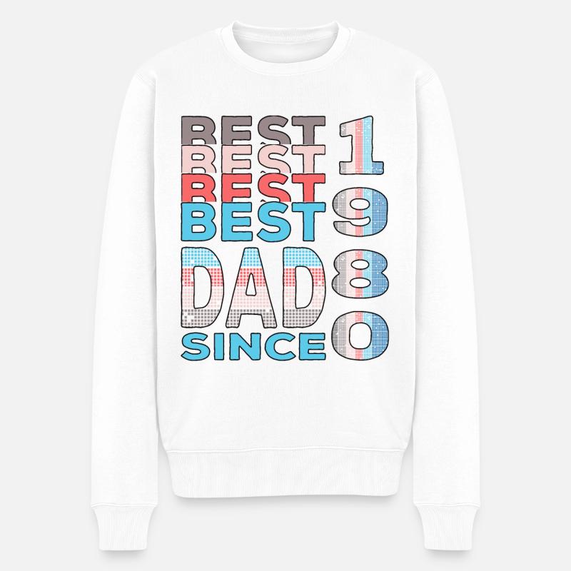 Bester Papa der Welt seit 1980 Vatertag - Männer Premium Bio Pullover - Weiß