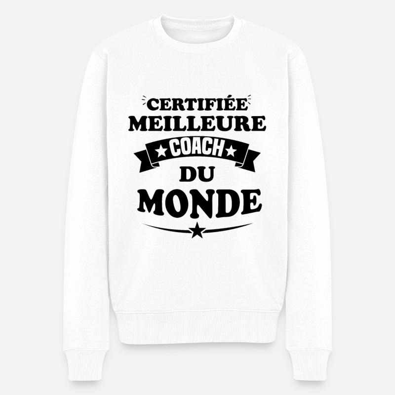 MEILLEURE COACH DU MONDE CERTIFIÉE - Pull Premium bio Homme - blanc