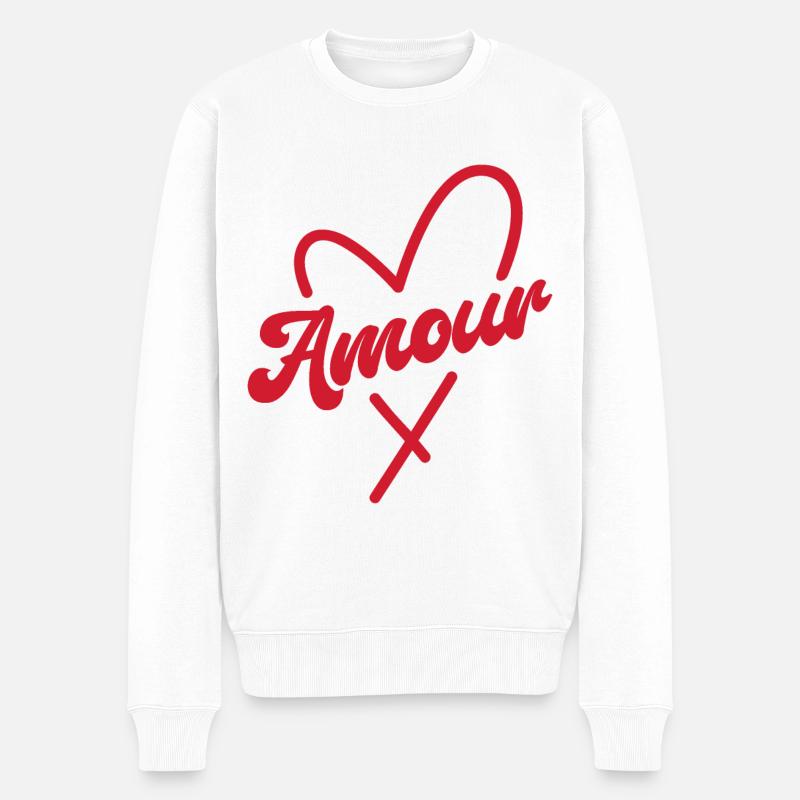 Amour - Männer Premium Bio Pullover - Weiß