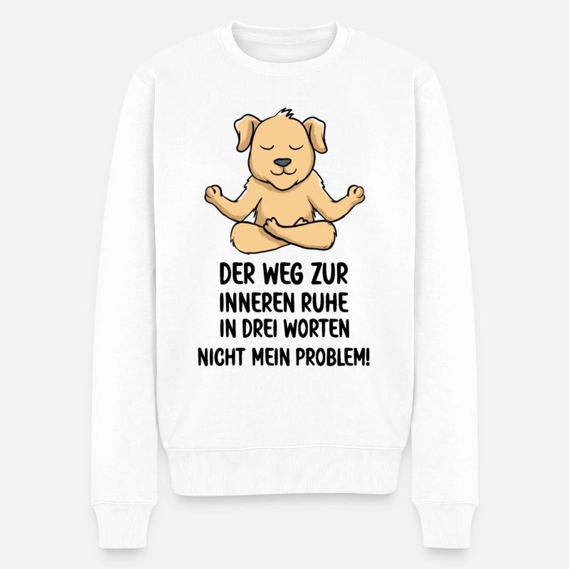 Ein lustiger Yoga und Meditation Hund - Männer Premium Bio Pullover - Weiß