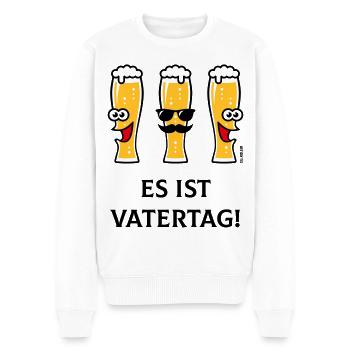Es Ist Vatertag! (3 Biergläser / Bier / 3C) - Männer Premium Bio Pullover - Weiß - Vorne - Thijin (182cm)