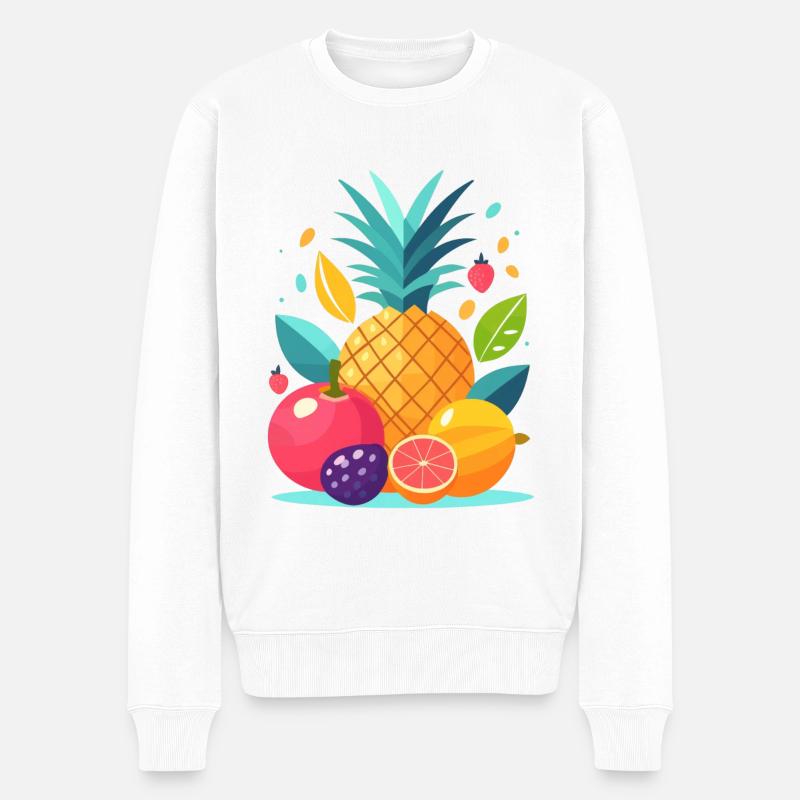 Fruits en design plat - Pull Premium bio Homme - blanc