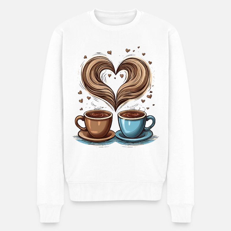 Café - Pull Premium bio Homme - blanc