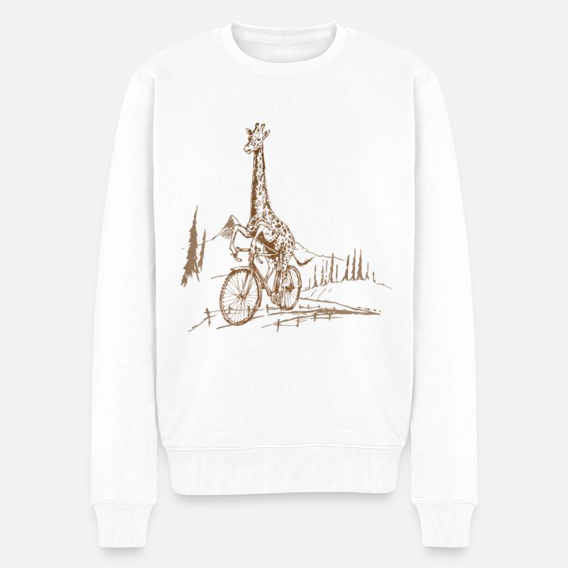 Girafe Vintage Cyclisme - Pull Premium bio Homme - blanc