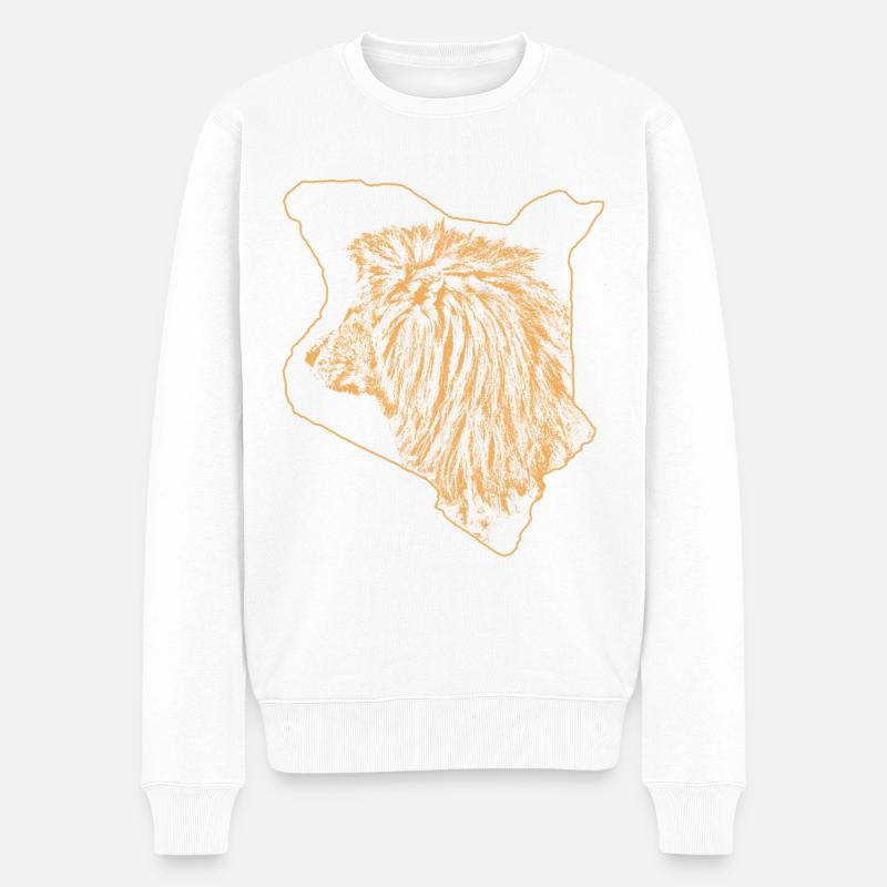 Kenia Löwe - Raubkatze - Katze - Afrika - Männer Premium Bio Pullover - Weiß