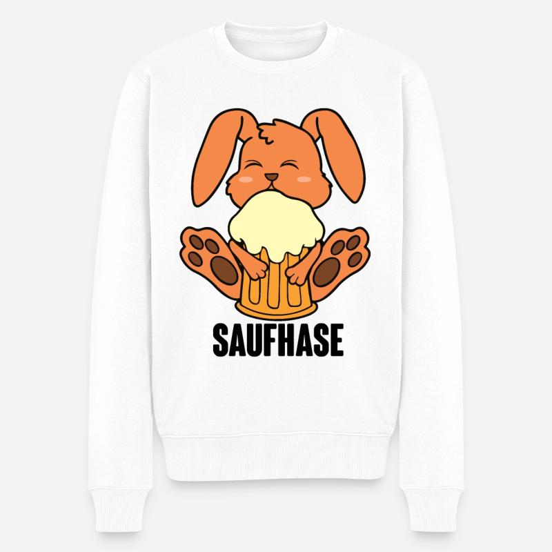 Biertrinker Saufen Bier Saufhase - Männer Premium Bio Pullover - Weiß