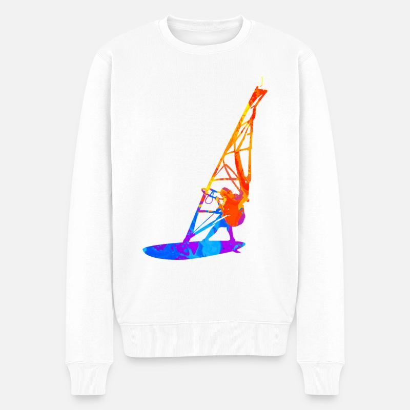 Surf Windsurfing Windsurfer Cadeau - Pull Premium bio Homme - blanc