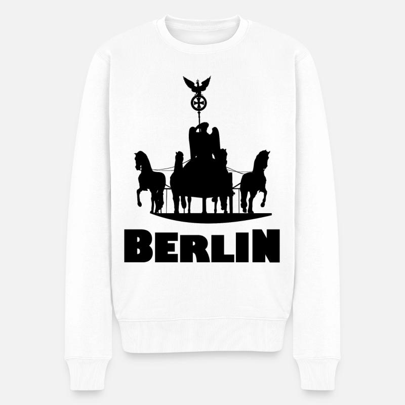 Die Hauptstadt Berlin - Männer Premium Bio Pullover - Weiß