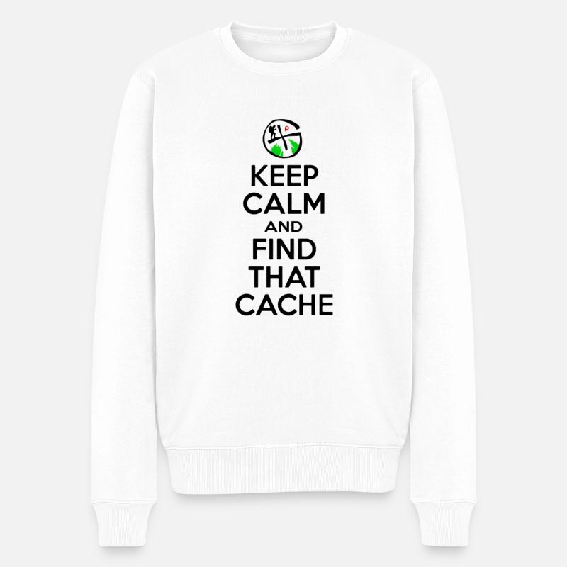 Geocaching - Keep Calm Trouver cette cache - Geocacher - Pull Premium bio Homme - blanc