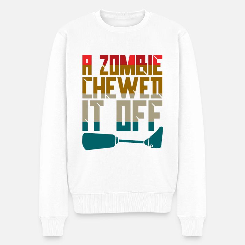 A Zombie Chewed It Off - Männer Premium Bio Pullover - Weiß
