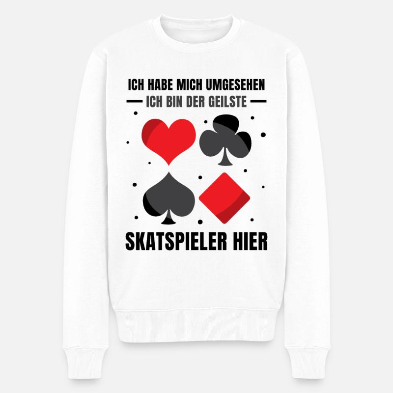 Ich habe mich umgesehen Skatspieler - Männer Premium Bio Pullover - Weiß