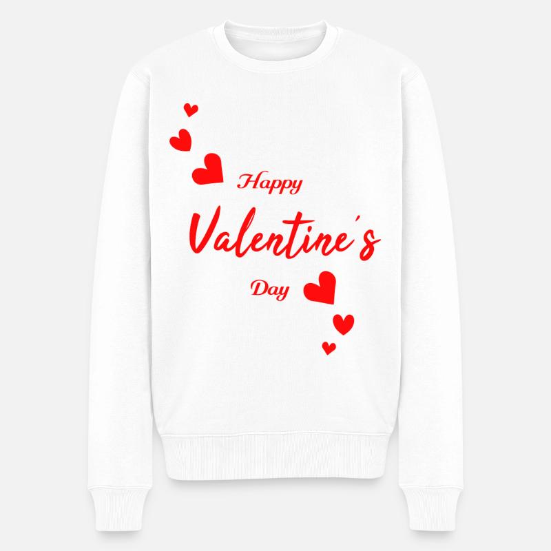 Happy Valentine - Männer Premium Bio Pullover - Weiß