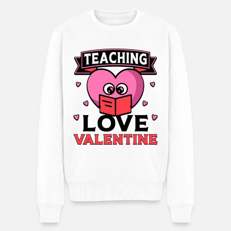 Teaching Love Valentine - Männer Premium Bio Pullover - Weiß