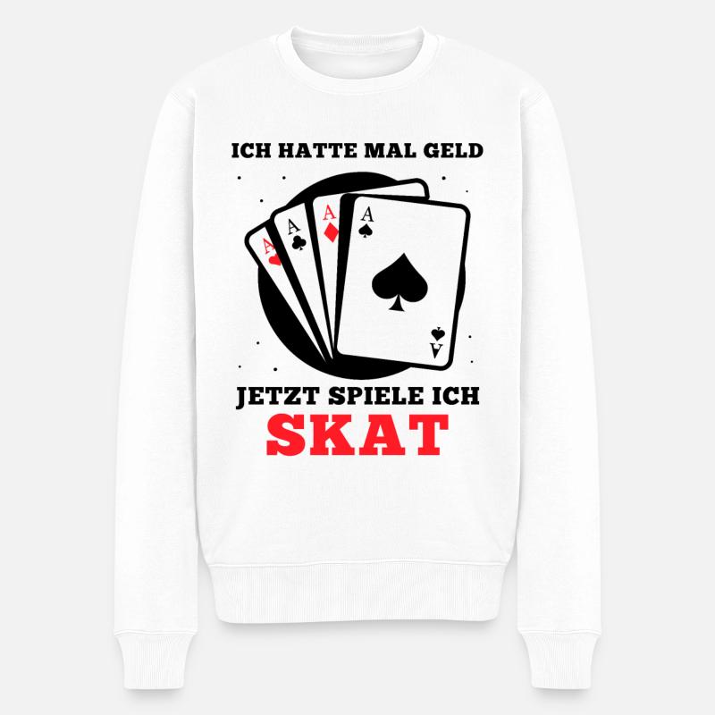 Ich hatte mal Geld Skat - Männer Premium Bio Pullover - Weiß