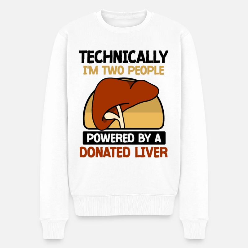 powered by a donated Liver - Männer Premium Bio Pullover - Weiß