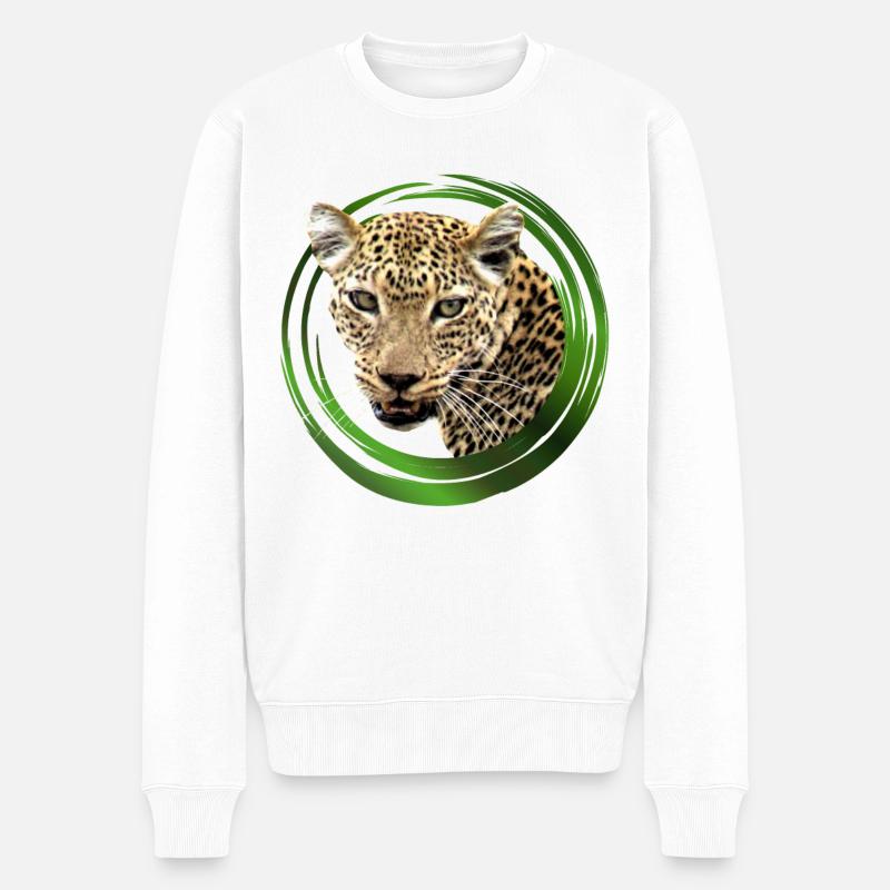 Leopard - Raubkatze - Katze - Afrika - Safari - Männer Premium Bio Pullover - Weiß