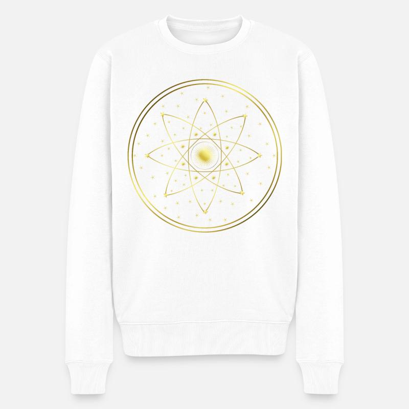 Étoiles - Soleil - Cercles - Graphisme - Géométrie - Pull Premium bio Homme - blanc