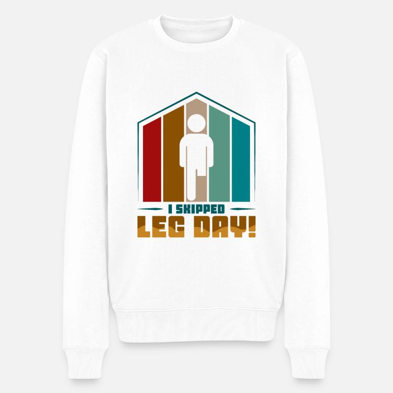 I skipped leg day - Männer Premium Bio Pullover - Weiß
